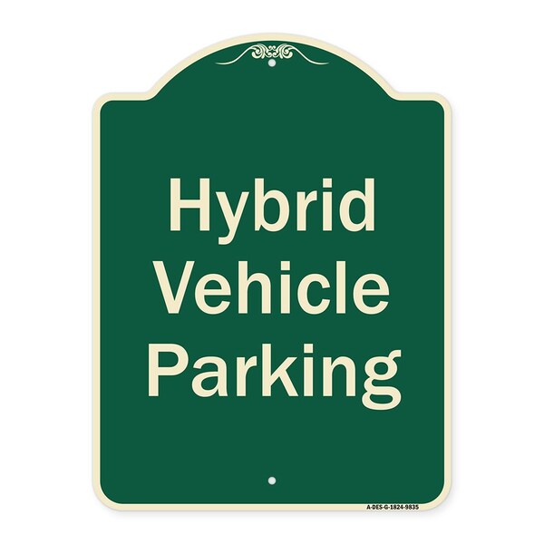 Signmission Designer Series-Hybrid Vehicle Parking Green Heavy-Gauge Aluminum, 24" x 18", G-1824-9835 A-DES-G-1824-9835 - main